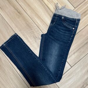 Girls Dark Blue Jeans with Gray Waistband